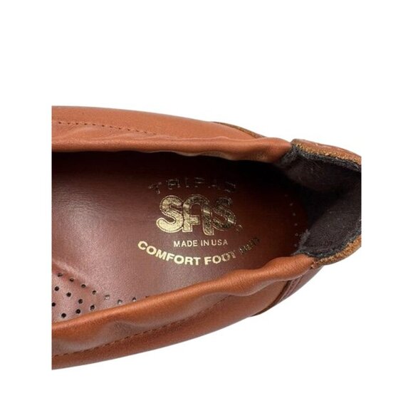 NWT SAS Womens Genuine Leather Weave Chestnut 8.5 NARROW Loafers - Picture 11 of 11
